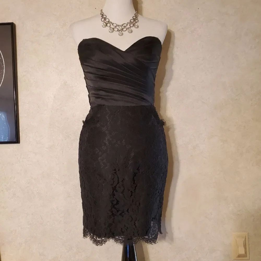 Lazaro black lace party dress - 6